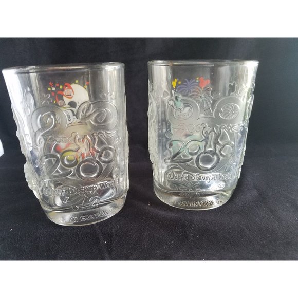 Vtg Mickey Mouse Walt Disney World Celebration Year 2000 McDonalds Glasses lot 2 - Picture 5 of 8